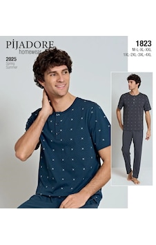 Pijadore 1823 Kısa Kol Erkek Pijama Takımı Füme Pijadore 1823 Kısa Kol Erkek Pijama Takımı Füme