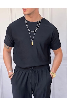 Modefendi İnce Fitil Desenli Tshirt Siyah Modefendi İnce Fitil Desenli Tshirt Siyah