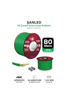 Anten Uydu Yeşil Kablosu Rg6 U4 Tv Anten Kablo 48 Tel - 80 Metre Anten Uydu Yeşil Kablosu Rg6 U4 Tv Anten Kablo 48 Tel - 80 Metre