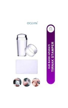 Ocean Tırnak Desen Basma Mühürü Stamper Şeffaf + Sıyırıcı Asu-195 Ocean Tırnak Desen Basma Mühürü Stamper Şeffaf + Sıyırıcı Asu-195