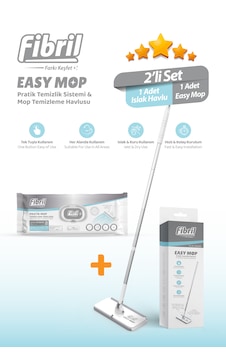 Easy Mop Pratik Temizlik Sistemi + 1 Paket Temizleme Havlusu 40 Y Easy Mop Pratik Temizlik Sistemi + 1 Paket Temizleme Havlusu 40 Y