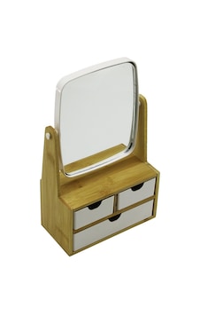 Wenken Ur-3470 3 Çekmeceli Bambu Ahşap Standlı Makyaj Aynası Ve Takılık Organizer Wenken Ur-3470 3 Çekmeceli Bambu Ahşap Standlı Makyaj Aynası Ve Takılık Organizer