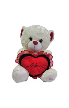 peluş ayıcık 45 cm kırmızı aşkım yazılı kalp yastıklı