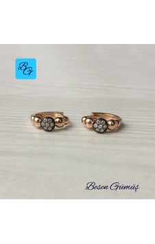 Rose Zirkon Taşlı Yuvarlak Toplu Halka Küpe Gümüş Rose Zirkon Taşlı Yuvarlak Toplu Halka Küpe Gümüş