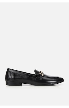 Yaya Kadın Siyah Rugan Gold Tokalı Loafer Yaya Kadın Siyah Rugan Gold Tokalı Loafer