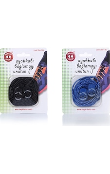 Magic Locks Yuvarlak Akıllı Ayakkabı Bağcık 2'li Set Siyah-mavi Magic Locks Yuvarlak Akıllı Ayakkabı Bağcık 2'li Set Siyah-mavi