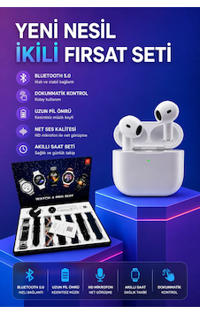 3.nesil Tws Bluetooth Kulaklık Bluetooth Bağlantılı Akıllı Saat Amoled Ekran Plastik Hasır Kordon Kahverengi