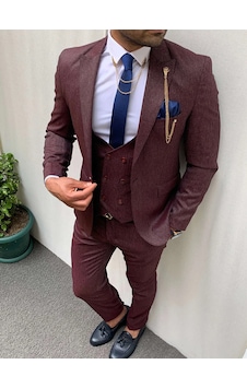 Modefendi Slim Fit İtalyan Kesim Pamuk Spor Takım Elbise Bordo Modefendi Slim Fit İtalyan Kesim Pamuk Spor Takım Elbise Bordo