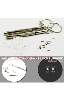 Gözlük Anahtarlık Tornavida Seti +2 Çf Silikon Burunluk Ve Vidası