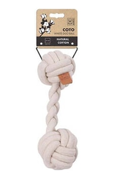 Beyaz Duo Ball Örgü Köpek Oyuncağı 28 Cm