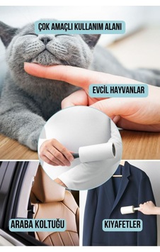 Tüy Toplayıcı Rulo 50 Yaprak Yapışkanlı + 2+1 Yedek Rulo Kedi - Köpek Tüy Toplayıcı