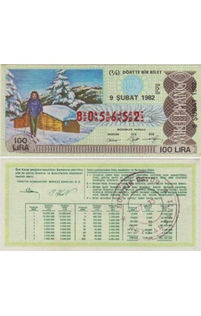 Milli Piyango 9 Şubat 1982 Çeyrek 1/4 Bilet. Kış Ve Kayak Temalı 100 Lira E Serisi. Çil Kondisyon. Teşhir Ürün Milli Piyango 9 Şubat 1982 Çeyrek 1/4 Bilet. Kış Ve Kayak Temalı 100 Lira E Serisi. Çil Kondisyon. Teşhir Ürün