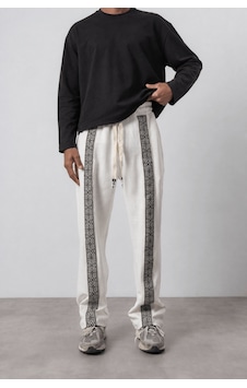 Respire Erkek Etnik Şerit Detaylı Doubleface Baggy Eşofman Altı Ekru Respire Erkek Etnik Şerit Detaylı Doubleface Baggy Eşofman Altı Ekru