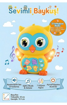 Sevimli Baykuş Piyanolu Bebek Oyuncağı - Işıklı Sesli Müzikli Eğitici 3 Mod & Hayvan Sesli Sevimli Baykuş Piyanolu Bebek Oyuncağı - Işıklı Sesli Müzikli Eğitici 3 Mod & Hayvan Sesli