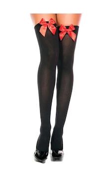 Intive Lingerie Kırmızı Fiyonklu Siyah Jartiyer Çorabı Tm1173
