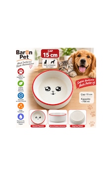 Pet Kedi Köpek Seramik Mama Ve Su Kabı 15 Cm 700 Ml Kaymaz Tabanlı Sevimli Desenli - Kırmızı Pet Kedi Köpek Seramik Mama Ve Su Kabı 15 Cm 700 Ml Kaymaz Tabanlı Sevimli Desenli - Kırmızı