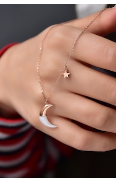 Papatya Silver 925 Ayar Gümüş Rose Kaplama Sedef Ayyıldız Kolye Papatya Silver 925 Ayar Gümüş Rose Kaplama Sedef Ayyıldız Kolye