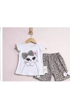 Najmaddin Baby 9/24 Ay Leopar Kedi Baskılı Bebek Takımı Najmaddin Beyaz Najmaddin Baby 9/24 Ay Leopar Kedi Baskılı Bebek Takımı Najmaddin Beyaz