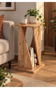 Sulorahome Modern Ahşap Görünümlü Dekoratif Yan Sehpa Sulorahome Modern Ahşap Görünümlü Dekoratif Yan Sehpa