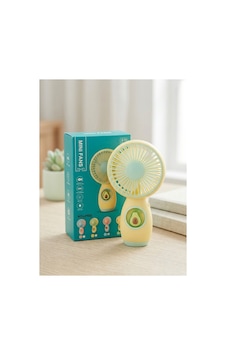 Taşınabilir Şarjlı El Vantilatörü - Sevimli Tasarımlı Sessiz Mini Fan - Avokado