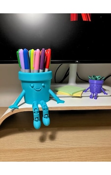 3d Baskı Hareketli Gülen Kalemlik - Eklemli Masaüstü Organizer - Mavi Çok Renkli 3d Baskı Hareketli Gülen Kalemlik - Eklemli Masaüstü Organizer - Mavi Çok Renkli
