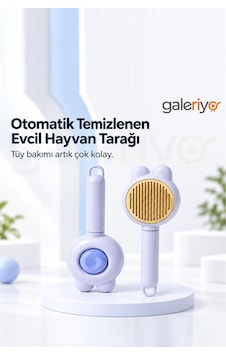 Otomatik Temizlenen Kedi Figürlü Evcil Hayvan Tarağı Lila Lıla Otomatik Temizlenen Kedi Figürlü Evcil Hayvan Tarağı Lila Lıla