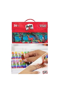 Pastel Boya 36 Renk Plastik Çantalı 1 Adet Tutucu Hediyeli Pritt Pastel Boya 36 Lı Çantalı Canlı Renkler Çok Renkli