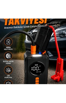 Dijital Ekranlı Araç Kompresörü 1000a Akü Takviye Cihazı Powerbank Ve Led Lambalı Dijital Ekranlı Araç Kompresörü 1000a Akü Takviye Cihazı Powerbank Ve Led Lambalı