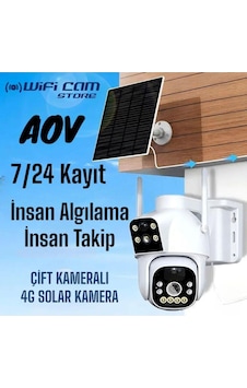 Aov Çift Kameralı 7/24 Kayıt E Sim Özellikli 4g Solar Kamera-127917 Aov Çift Kameralı 7/24 Kayıt E Sim Özellikli 4g Solar Kamera-127917