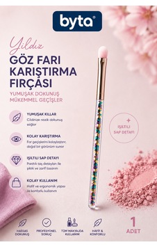 Yıldız Göz Farı Karıştırma Fırçası Yumuşak Kıllı Işıltılı Saplı Far Dağıtma Fırçası Yıldız Göz Farı Karıştırma Fırçası Yumuşak Kıllı Işıltılı Saplı Far Dağıtma Fırçası