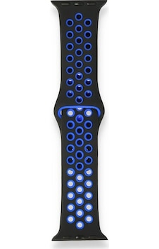 Apple Uyumlu Watch 38-40mm Silikon Kayış - Siyah/lacivert Apple Uyumlu Watch 38-40mm Silikon Kayış - Siyah/lacivert