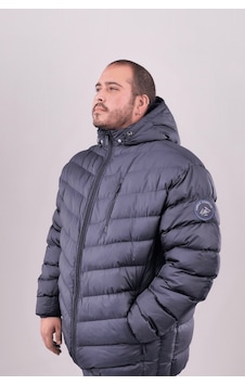 Büyük Beden Erkek 7xl-10xl Kapüşonlu Elyaf Dolgulu Astarlı Fermuarlı Kapitone Şişme Mont Annex Lacivert