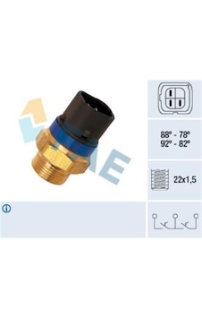 Fae Fan Müşürü Opel-Renault (88/78°C-92/82°C) (Siyah Soket 3 Fiş)