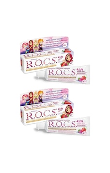 Rocs Kids 4 - 7 Yaş Ahududu ve Çilek Aromalı Çocuk Diş Macunu 35 ML x 2