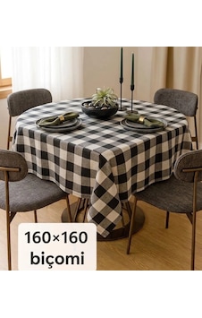 Leke Dirençli & Ütü İstemeyen Fiber Ekose Masa Örtüsü Kolay Temizlenen Sofra Bezi 160x160 Cm, Siy Siyah Leke Dirençli & Ütü İstemeyen Fiber Ekose Masa Örtüsü Kolay Temizlenen Sofra Bezi 160x160 Cm, Siy Siyah
