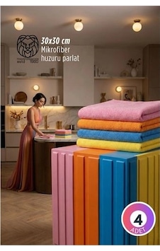 4'lü Lüks Mikrofiber Bez Seti: İz Bırakmayan Ultra Emici Açık 4'lü Lüks Mikrofiber Bez Seti: İz Bırakmayan Ultra Emici Açık