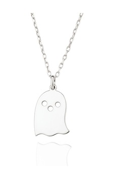 Yeni Yıl Halloween Hayalet 925 Ayar Gümüş Kolye Gümüş