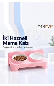 İki Hazneli Mama Kabı Pembe Pembe İki Hazneli Mama Kabı Pembe Pembe