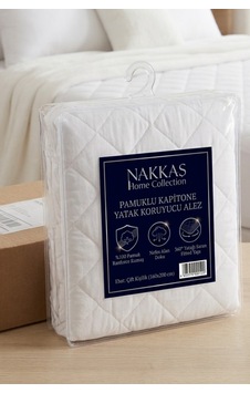 Çift Kişilik Pamuklu Kapitone Yatak Koruyucu Alez 160x200 Beyaz