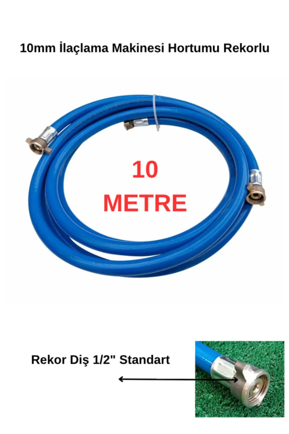 Pülverizatör - İlaçlama Hortumu 10 Metre - 10 Mm Hortum - 90 Bar - 1/2" Rekorlu Şekilde Gelecektir