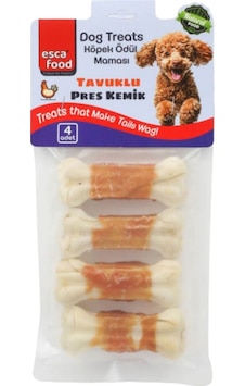 Esca Food Tavuklu Press Kemik Köpek Ödülü 7cm 4'lü Esca Food Tavuklu Press Kemik Köpek Ödülü 7cm 4'lü