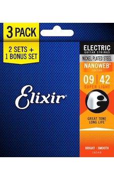 Elixir 16540 Nanoweb Light 3'Lü Elektro Gitar Teli 9-42 Elixir 16540 Nanoweb Light 3'Lü Elektro Gitar Teli 9-42