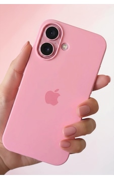 Iphone 16 Uyumlu Kılıf Logolu Lansman Soft Yumuşak Içi Kadife Silikon Kapak Pembe