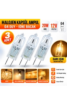 20w 12v G4 Duy Iğne Bacak Sarı Işık Halojen Ampul