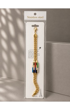 Bilfa Gold Paslanmaz Çelik Renkli Mineli Geometrik Desenli Gurmet Zincir Kadın Bileklik Altın Bilfa Gold Paslanmaz Çelik Renkli Mineli Geometrik Desenli Gurmet Zincir Kadın Bileklik Altın