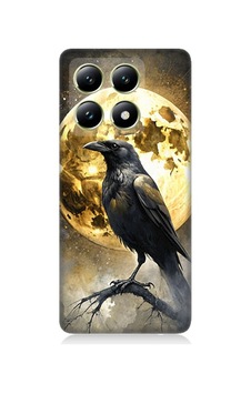 Xiaomi 14t Pro Uyumlu Ay Ve Karga Desenli Silikon Kılıf Xiaomi 14t Pro Uyumlu Ay Ve Karga Desenli Silikon Kılıf