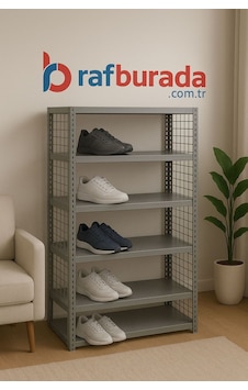 Rafburada 6 Katlı Çelik Ayakkabılık Rafı 31x75x150 cm Rafburada 6 Katlı Çelik Ayakkabılık Rafı 31x75x150 cm