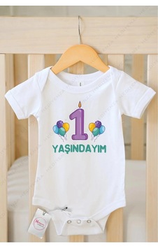 Hediyenza 1 Yaşındayım Özel Tasarım Bebek Zıbın Pamuklu Çıtçıtlı Body Beyaz Hediyenza 1 Yaşındayım Özel Tasarım Bebek Zıbın Pamuklu Çıtçıtlı Body Beyaz