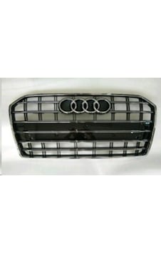 Ön Panjur Krom+krom Çizgili Parlak Siyah 9 Petek Audi S6 2015-2018-app Plakalık İle Ön Panjur Krom+krom Çizgili Parlak Siyah 9 Petek Audi S6 2015-2018-app Plakalık İle