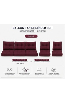 3-1-1 Fermuarlı Balkon Minderi-leke Tutmaz - İçidolu Minder Bordo 3-1-1 Fermuarlı Balkon Minderi-leke Tutmaz - İçidolu Minder Bordo